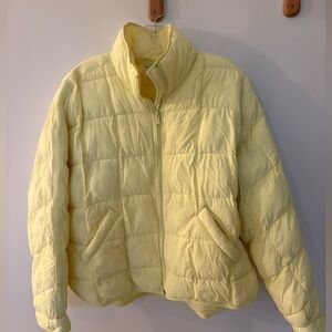 Free People lemon yellow puffer jacket